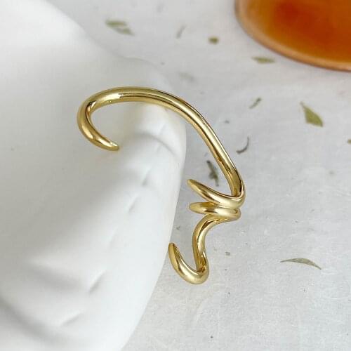 Monlansher Irregular Geometric C Ear Clip Stylish Gold Color Metal Earring for Women Minimalist Statement Ear Daily Jewelry 2021