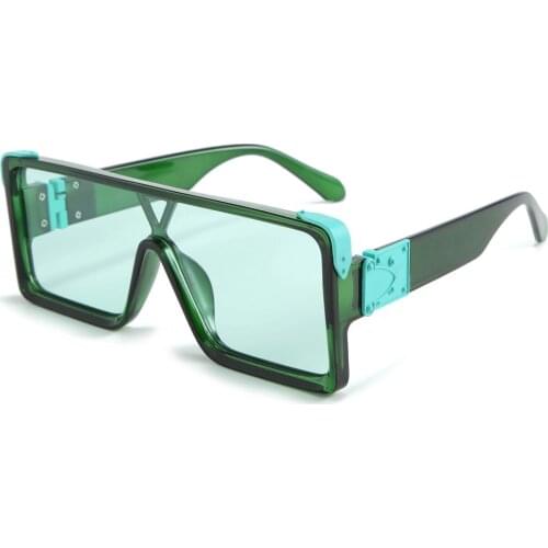 Peekaboo one piece square sunglasses for men oversized 2020 white women sun glasses retro male green blue uv400 hot selling