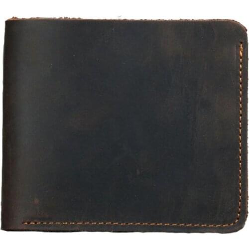 Luxury Mens Brand Leather Wallet Small Purse Vintage Crazy Horse Leather Male Short Wallet Money Pouch Gift For Man Retro Bag