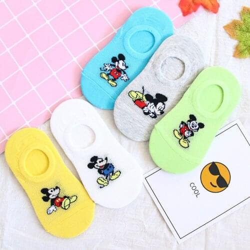5 pairs Disney Cartoon Anime figure Summer thin Mickey Minnie mouse sock Cartoon casual xxx boys and girls Princess baby socks