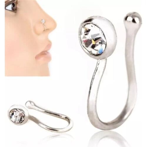 New Crystal Nose Piercing Fake Nose Ring For Women Fake Septum Clicker Nose Rings Studs Nose Clip Ring Body Piercing Jewelry