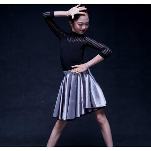 Summer New ChildrenS Latin Dance Dress Long-Sleeved Leotard Skirts Suit Girls Ballroom Salsa Competition Dance Wear DWY1237