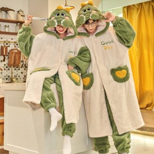 Pajama Suit Mens Winter Coral Velvet Thickened Plush Warm Flannel Home Suit Mens Suit