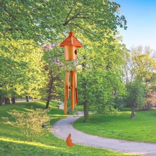 Hanging Ornament Wind Chime Bird Nest Pavilion Shape Hanging Fine Workmanship Bamboo Lightweight Decoration Windchime for Home