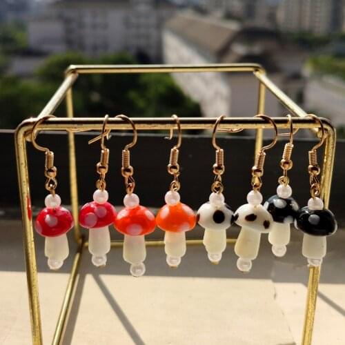 4Pair/Set Trendy Simulation Pearl Mushroom Drop Earrings for Women Simple Geometric Dangle Earrings Set 2021 Cute Jewelry Gift