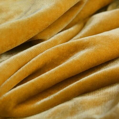 Silk Velvet Fabric 40 momme 140cm Width 55" New Trend Suits Material Velvet Golden Color