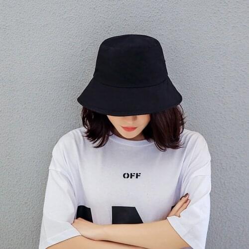 Harajuku Fisherman Hat Woman Spring Summer Sunshade Hat Man Candy Color Flat Top Bucket Hats Head Outdoor Bucket Caps Cotton New