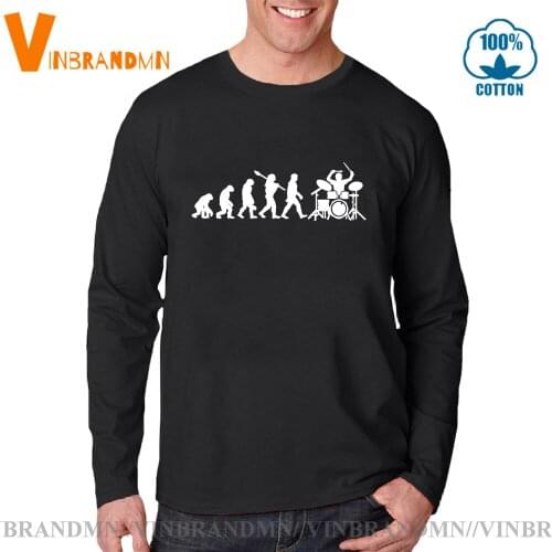 Funny Music humor Drums T-Shirts New Summer mens T-shirt Bodybuilding Undershirt Fitness Drummer Evolution Long Sleeves T shirt