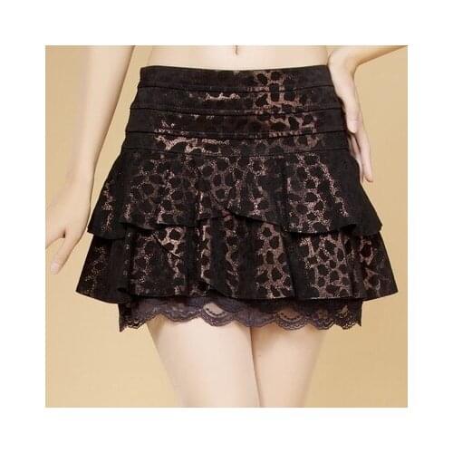 Top brand Skirt New Lace Sheepskin Genuine Leather Cake Skirt Leopard Print Skirt high quality