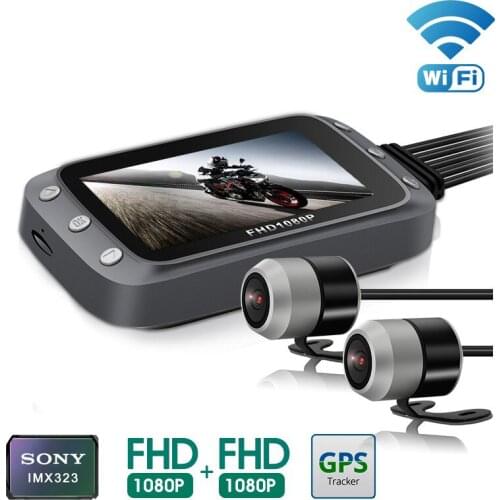 WiFi Motorcycle DVR Dash Cam 1080P+1080P Full HD Front Rear View Waterproof Motorcycle Camera GPS Logger Recorder Box