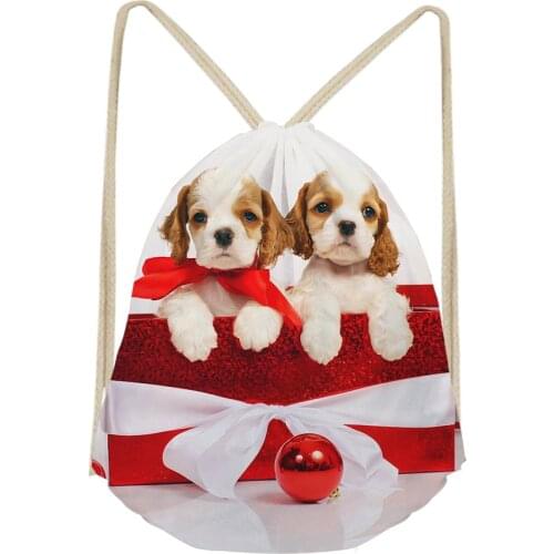 Noisydesigns Cute Water Spaniel Dog Lover School Girls Boys Drawstring Bag Mochila Feminina Small Women Men Drawstring