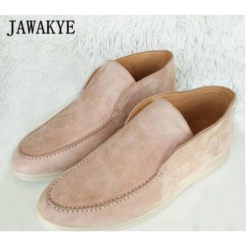 High Top Women Loafers Shoes Smooth Suede Runway Casual Shoes Woman Round Toe Slip On Flat Penny Doug Shoes Multicolor Leisure