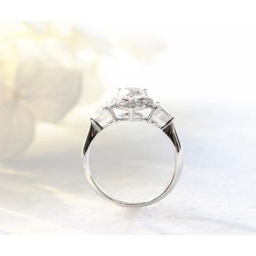 Sterling Silver 10k 14k white gold 0.5ct 5mm Heart-shaped Moissanite Ring DEF Color VVS1 Wedding Engagement Ring For Women