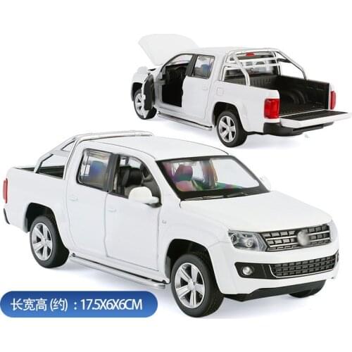 1/30 Alloy Die Cast Amarok Pickup Model Toy Car Simulation Sound Light Pull Back Collection Truck Toys Vehicle For Children