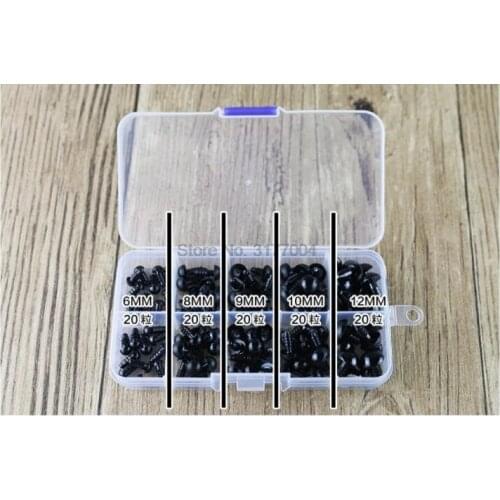 100set, 100pcs/set Black Plastic Safety Eyes Craft Eyes with 142 Pieces Washers and Storage Box for Toys Dolls Making, 5 Sizes