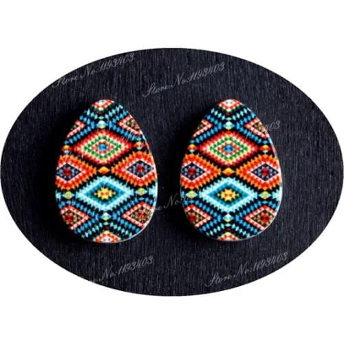 13x18mm Tear Drop Shape Painted Wood Laser Cut Cabochon to make DIY Rings, Earrings, Brooch, Necklace pendant