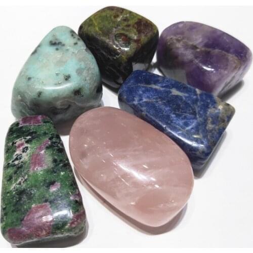 170g Quartz tumbled stone natural 7pcs kind of crystal palm stones Chakra healing