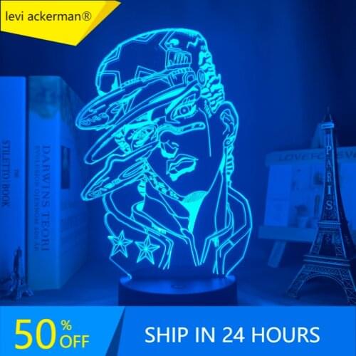 3d Lamp Anime JoJo Bizarre Adventure for Bedroom Decor Light Birthday Gift Manga Jojo Figure Led Night Light Jotaro Kujo