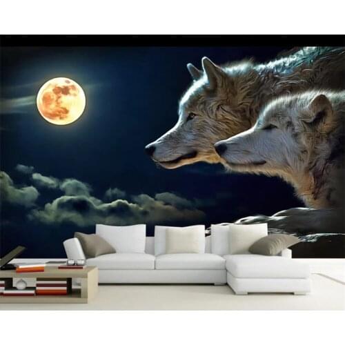 Beibehang Custom photo 3D wallpaper modern minimalist lunar wolf infested TV background wall living room wallpaper mural