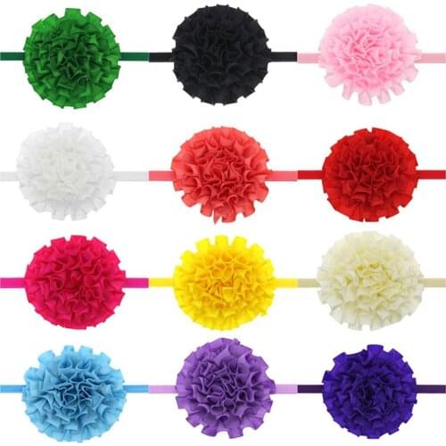 8pcs/lot Infant Solid Color Elastic Headband Fashion Handmade Folded Chiffon Flower Hairband Baby Accessories Party Decoration