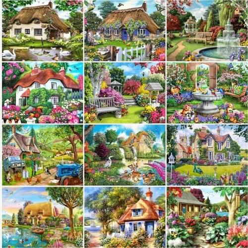 EverShine Diamond Painting Landscape Handicraft Diamond Mosaic Full Square Garden Cross Stitch House Needlework Home Decor