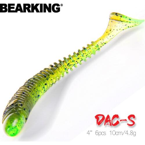 Bearkinghot fishing lure Soft Bait professional Lure 4" 6pcs 10cm/4.8g quality Carp Artificial Wobblers free shipping