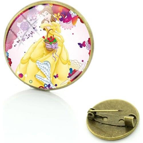 Disney Jasmine And Pocahontas Princess Shaped Brooch Glass Cabochon Dome Brooch Brooch Jewelry Tasteful