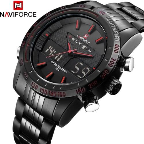 Luxury Brand NAVIFORCE Men Fashion Sport Watches Mens Quartz Digital Analog Clock Man Full Steel Wrist Watch relogio masculino