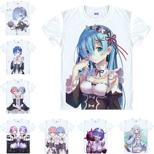 Coolprint Japanese Anime Shirt Re:Zero Starting Life In Another World T-Shirts Multi-style Short Sleeve Emilia Cosplay Kawaii