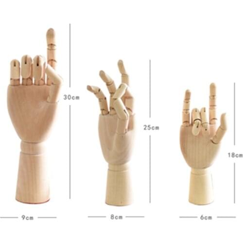 Wooden Hand Figurines Rotatable Joint Hand Model Drawing Sketch Mannequin Miniatures Wooden Decoration