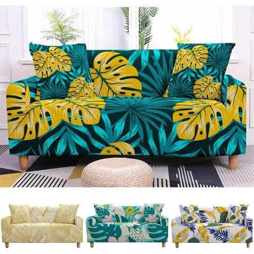 Stretch Slipcover Sofa Cover Tropical Plant Flower for Living Room Sectional L Shape Sofa Couch Cover For 2/3 seater Home Decor