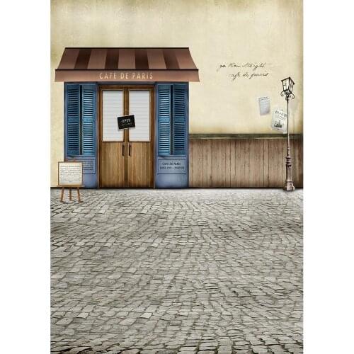 Cafe Wooden Wall Door Street Photography Backdrop Vinyl Cloth Backgrounds Photo Studio for Baby Children Portrait Photobooth