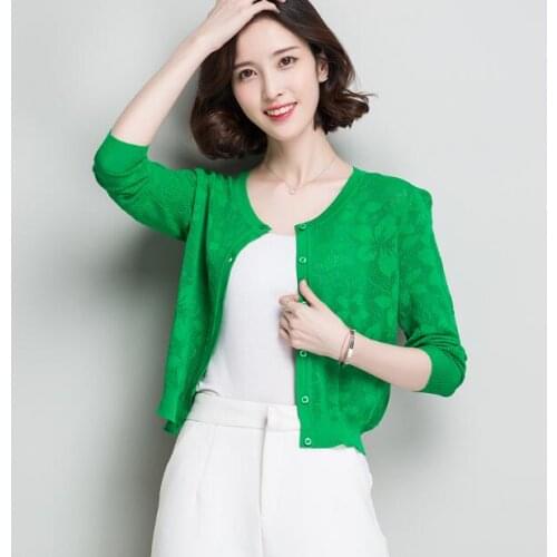 New arrival ladies hollow floral cardigan summer & spring knitwear female hollow out cool cardigan coat