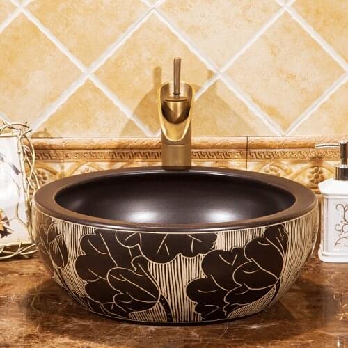 Jingdezhen Bathroom ceramic sink wash basin Counter Top porcelain ceramic Wash Basin Bathroom Sink