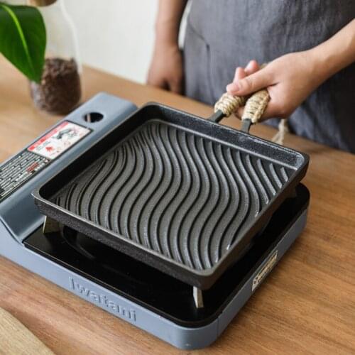 Square steak cast iron steak fried pan integrated molding household professional stripe roasting grill pot pie dish griddles