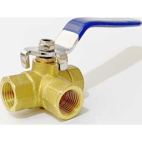 Brass L-Port 3 Way Ball Valve Connector Adapter 1/4" 3/8" 1/2" 3/4" 1" BSP Female Thread