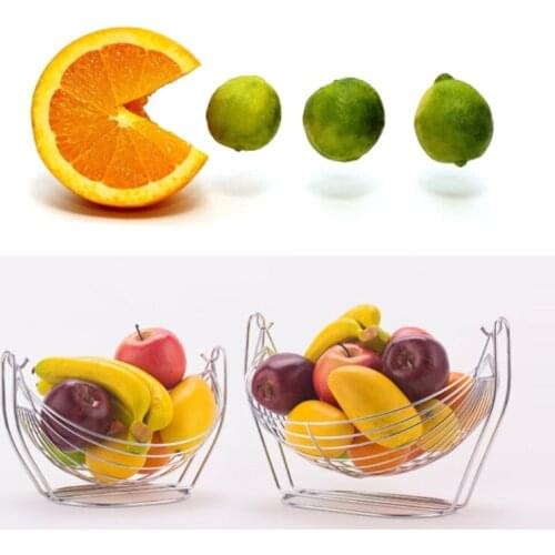 Metal Swing Fruit Basket Storage Bowl Plate Vegetables Display Stand Rack Kitchen Decoration