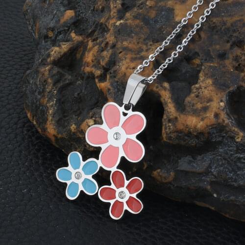 Fashion Stainless Steel Jewelry For Woman and Girl Chain Silver Color Flower Necklace NGGZACBA