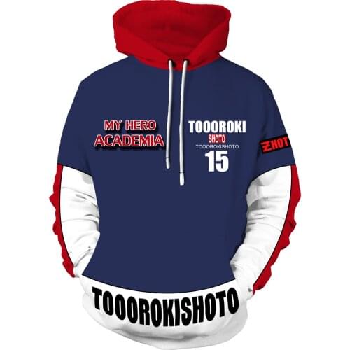 2020 New My Hero Academy Mens Hoodies 3D Todoroki Shoto Hoodie Sweatshirt Hooded Thin Pullover Outfit Tops Casual Sweatshirt