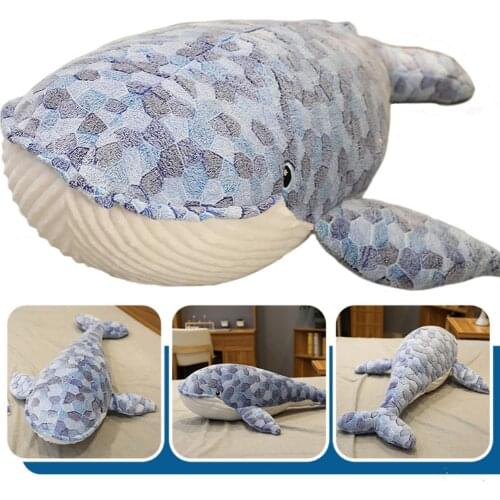 Soft Whale Plush Hugging Pillow Blue Whale Stuffed Animals Toy Plushie Animal Doll Kids Gifts