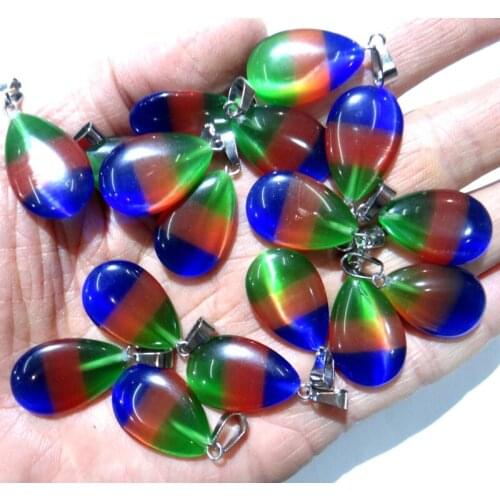 Natural stone Tearrop Quartz Crystal aventurine tiger eye Cat eyes pendants for diy jewelry making necklace Accessories50pcs