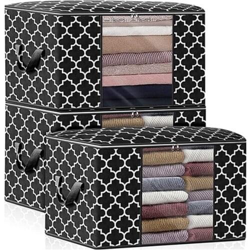 Non Woven Large Capacity Dirty Clothes Collecting Organizer Quilt Blankets Storage Bags With Clear Window