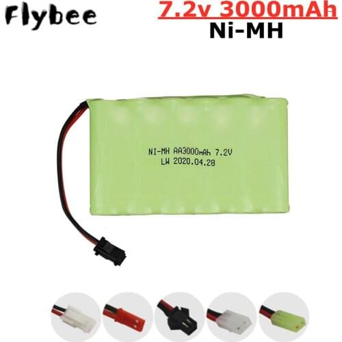 7.2V 3000mah 2800mah rechargeable NI-MH AA battery for Remote control electric toy boat car truck 7.2 V 2400 mah aa nimh battery