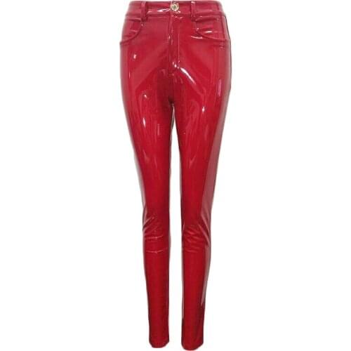 2021 women new fashion best sellers High Quality Celebrity Brown Red Black Stretch Pants Sexy Fashion Leather Pant