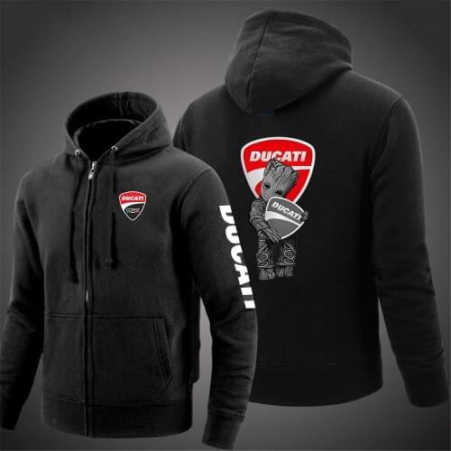 New Men Ducati Logo Fashion Zipper Hoodie Sweatshirts Printed Casual Pocket Long Popular Sleeve Autumn Hoodies Jacket Coats