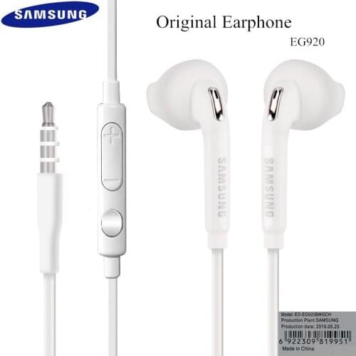 100% Original Samsung EO-EG920 Earphone In-ear With control Speaker Wired 3.5mm headsets With Mic 1.2m In-ear Sport Earphones