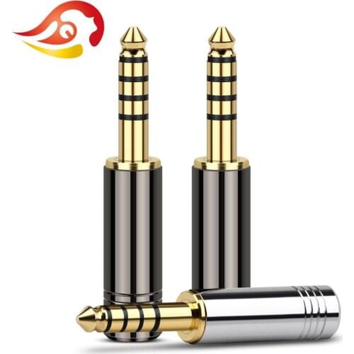 QYFANG 4.4mm Audio Jack 5 Poles Stereo No Steps Earphone Balanced Plug Metal Adapter Bright Shell Wire Connector For Headphone