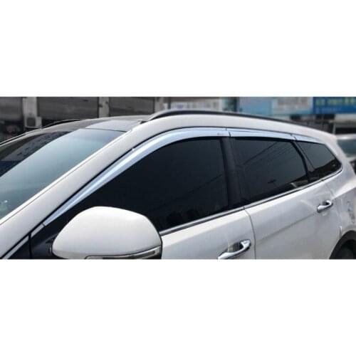 Hot sale 6 Piece ABS plating decorative Awnings shade rain sun wind deflector window visor for Grand SantaFe 2015 2016