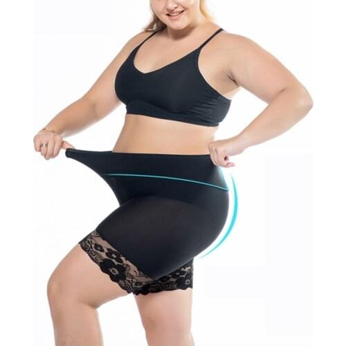 Plus Size Mesh Seamless High Waist Short Pants Women Elastic Abdomen Shorts Lace Summer Large Sculpting Safety Shorts