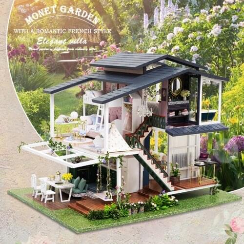 Assemble Diy Doll House Toy Wooden Miniatura Doll Houses Miniature Dollhouse Toys With Furniture Led Lights Kids Birthday Gifts